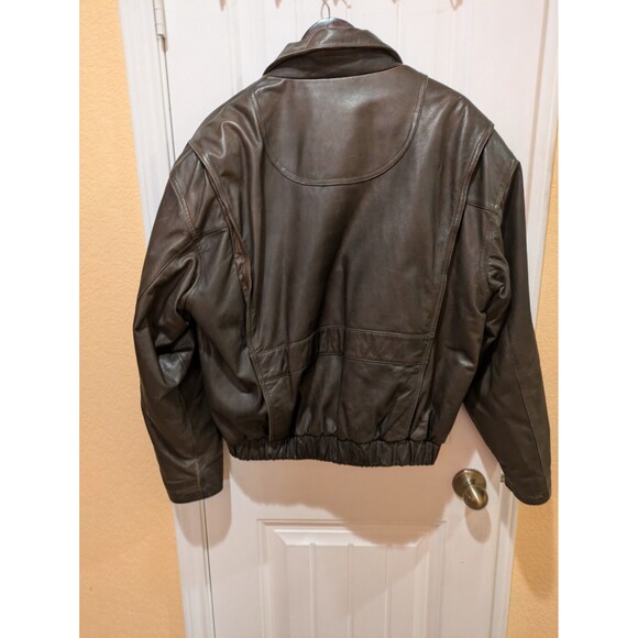 VTG Boulder Ridge Mens L Black Leather Jacket Bomber - Picture 12 of 16